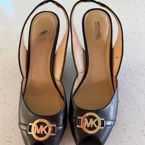 Michael Kors Black Peep-Toe Slingbacks